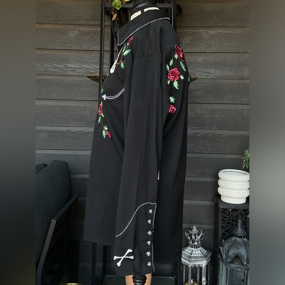 Scully Sugar Skulls Pearl Snap Western Vintage Shirt Floral Day Of The Dead S - Picture 4 of 11